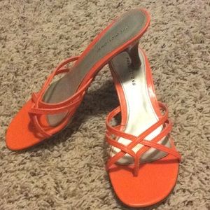 Orange open toe heels